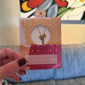Anthropologie Gold Heart Necklace with Initial 'S'